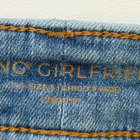 Chico's Shorts Womens 8 Blue Hi-Rise So Slimming Girlfriend Short Stretch Denim - Picture 8 of 12